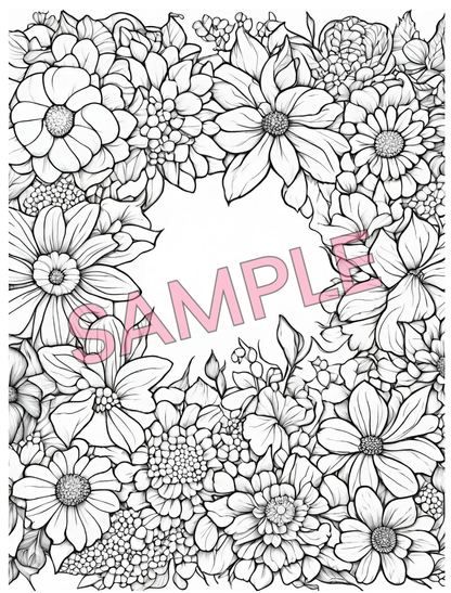 Wild Flower Garden Oasis- 5 Coloring Pages